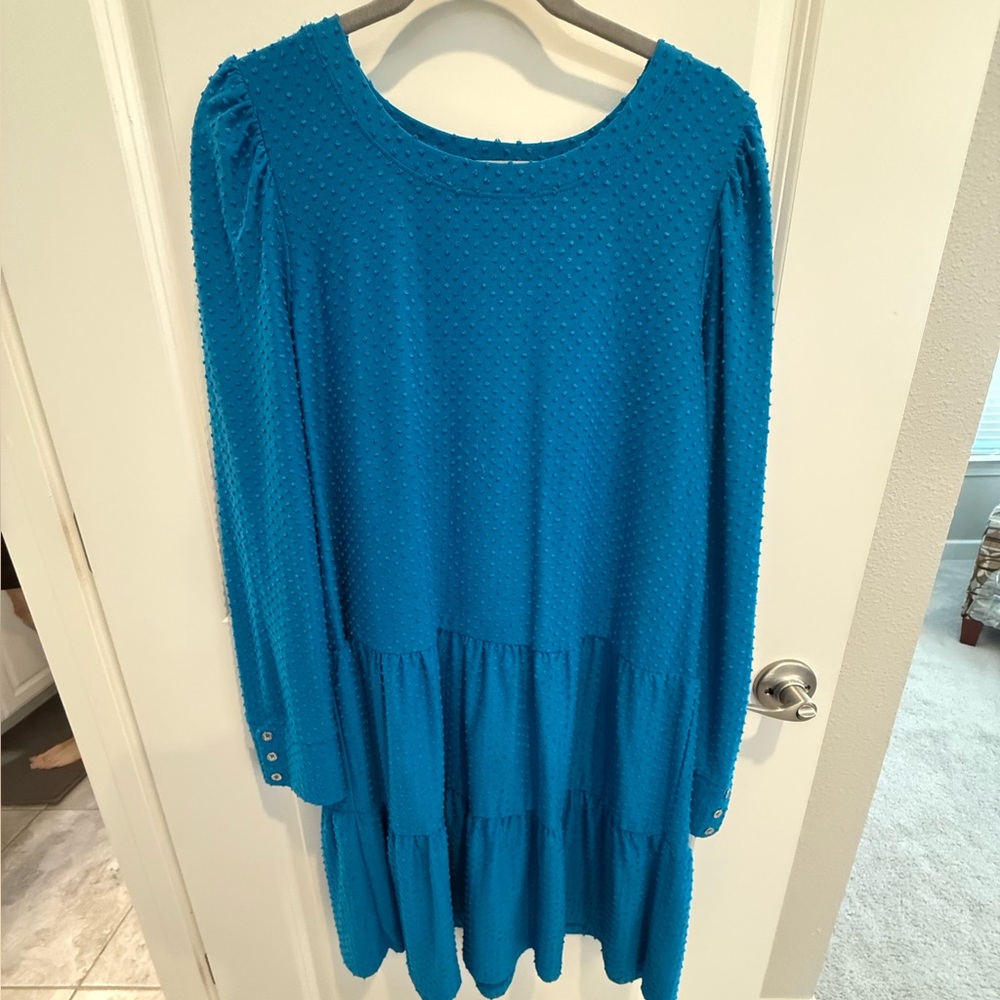 Lilly Pulitzer Blue Textured Long Sleeve Dress